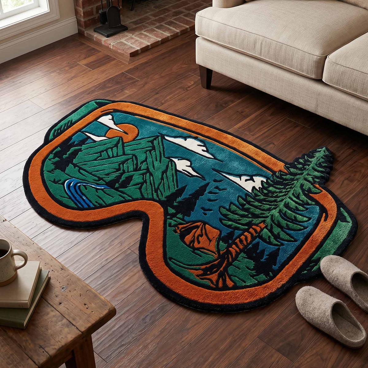 Canyon Trek Custom Shape Area Rug - Nature Design | Die-Cut Non-Slip Rug - washable non-slip printed rug