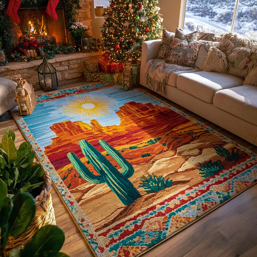 Canyon Vista Glow area rug in a living room