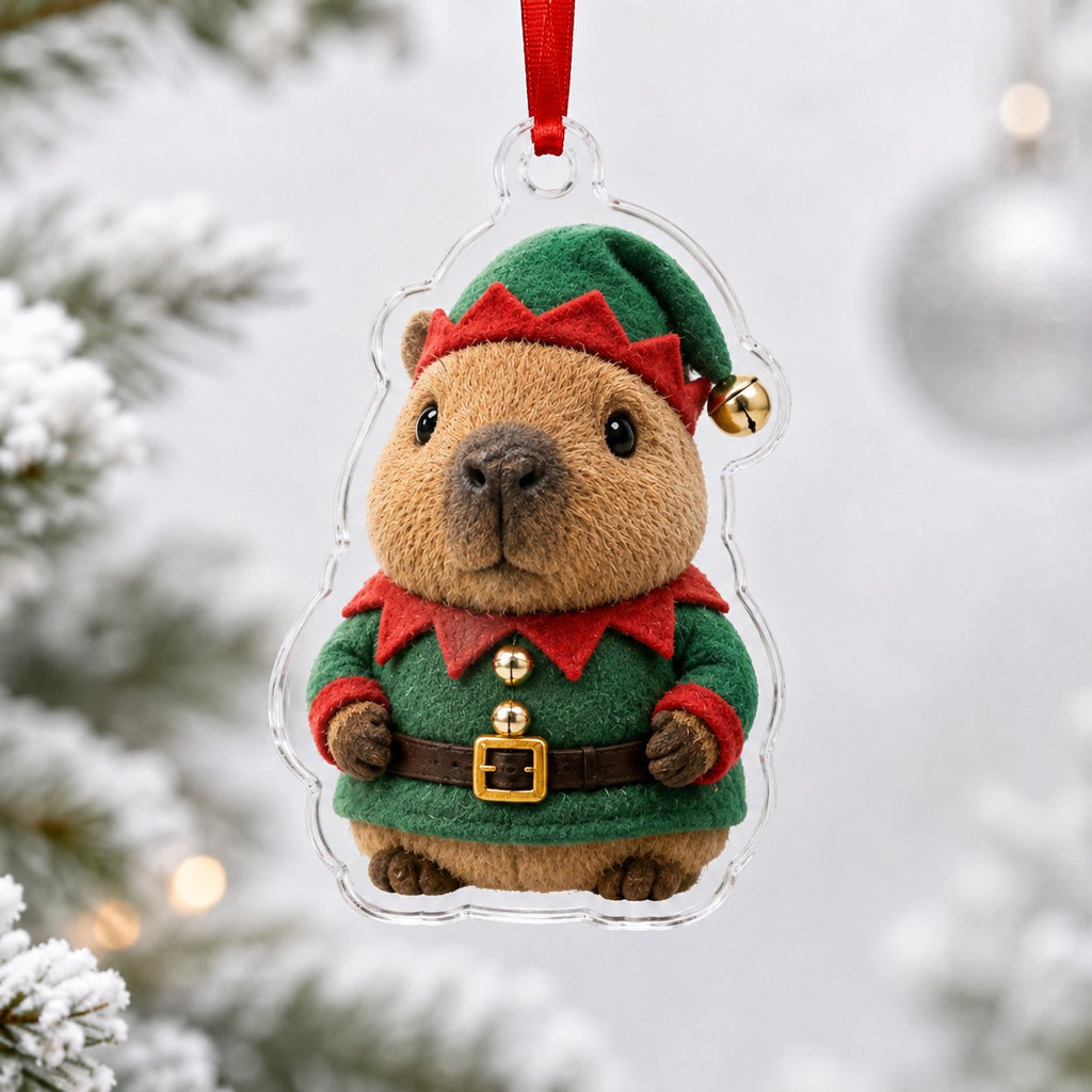 Capybara Christmas Elf Christmas Ornament