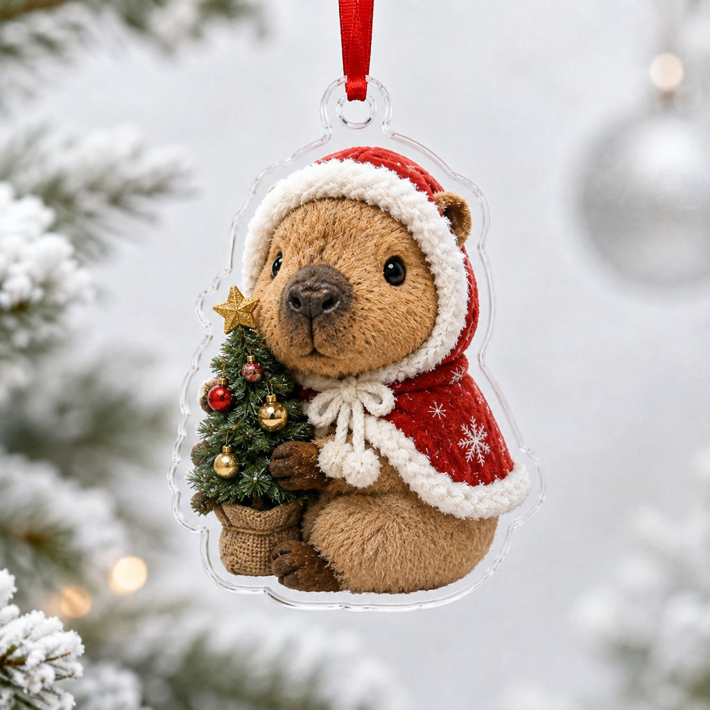 Capybara Christmas Tree Hug Christmas Ornament