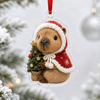 Capybara Christmas Tree Hug Christmas Ornament
