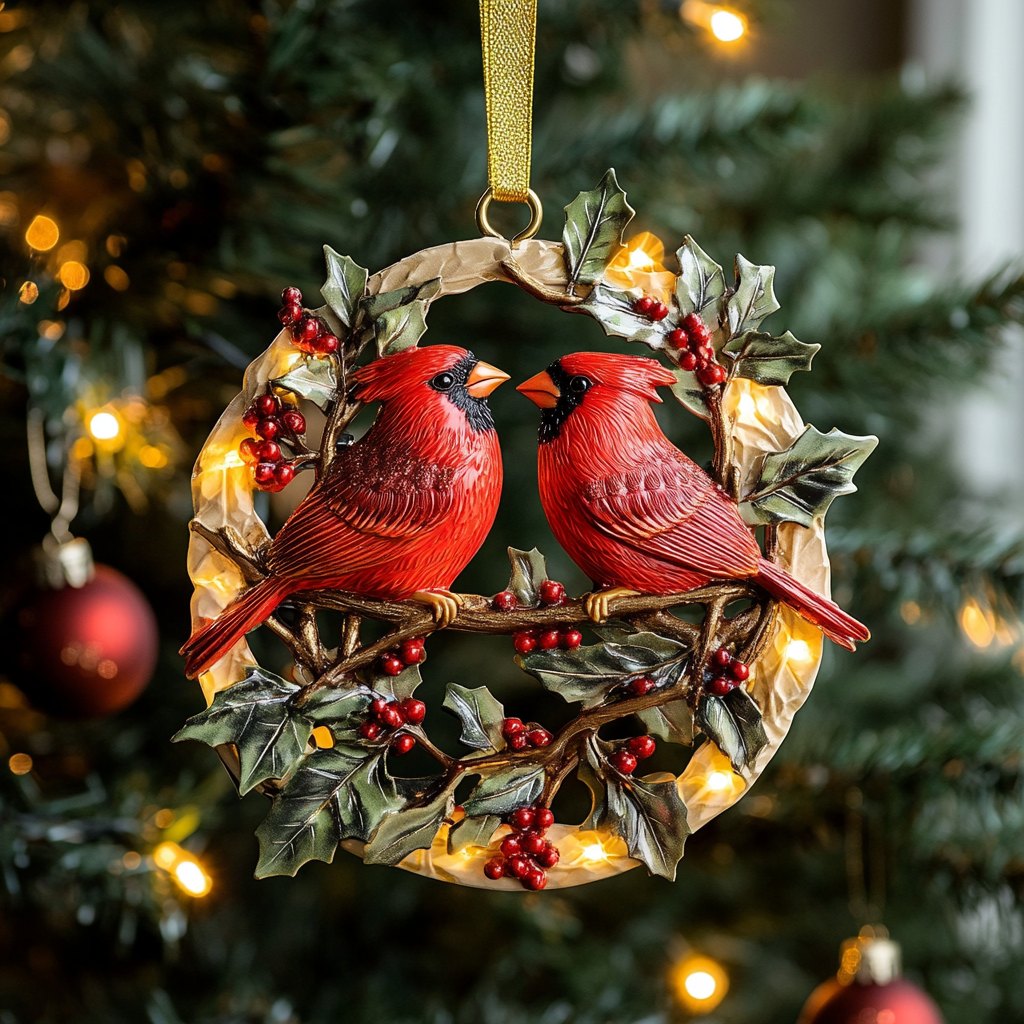 Evergreen Cardinal Christmas Ornament