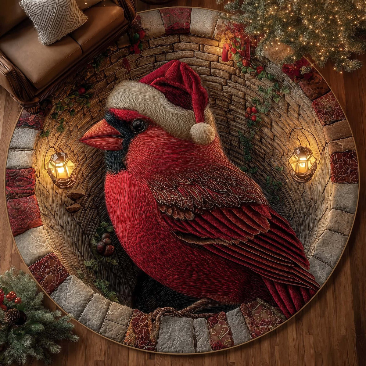 Cardinal Blessings Round Mat Rug - Nature Design | Serene Home Decor