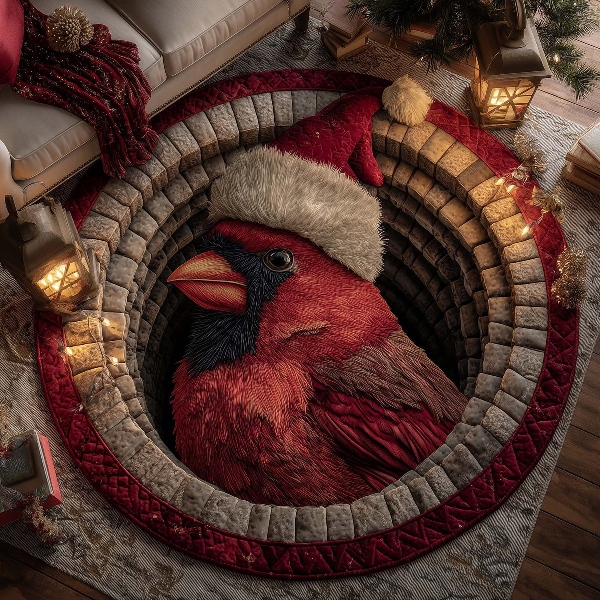 Cardinal Blessings Round Mat Rug - washable non-slip printed rug