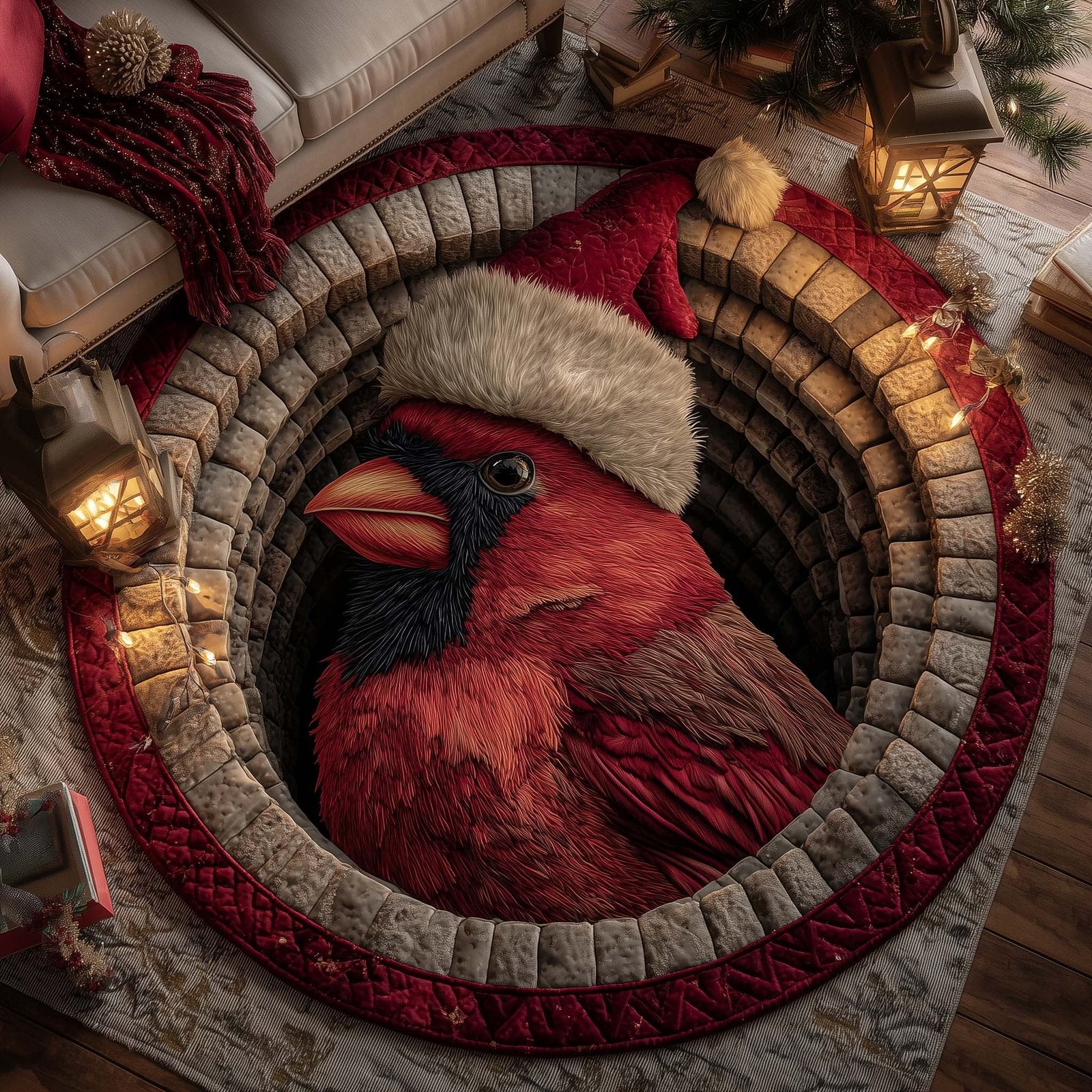 Cardinal Blessings Round Mat Rug - Nature Design | Serene Home Decor