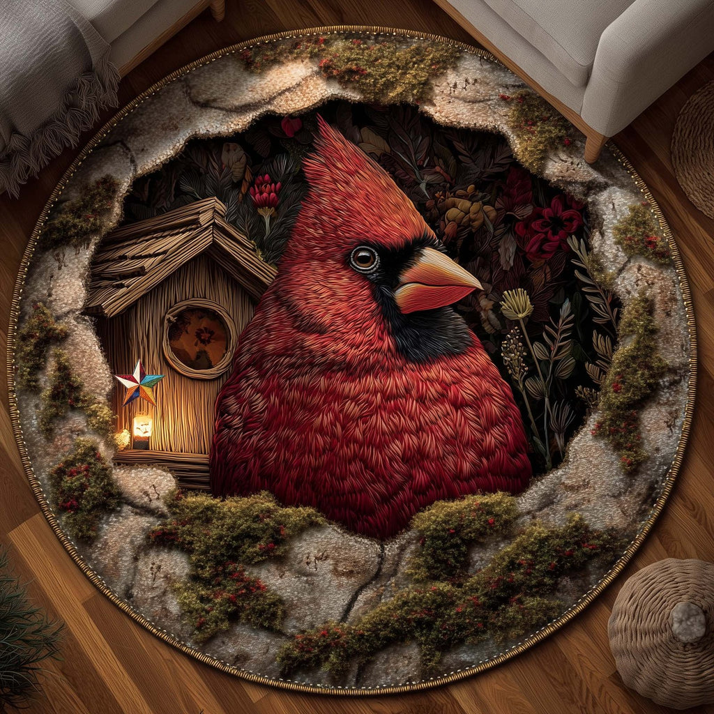 Cardinal Blessings Round Mat Rug - Nature Design | Serene Home Decor
