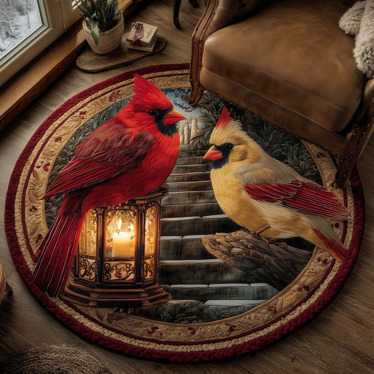 Cardinal Blessings Round Mat Rug - Nature Design | Serene Home Decor