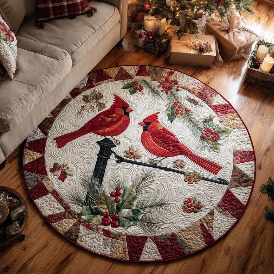 Cardinal Harmony Round Mat Rug - washable non-slip printed rug