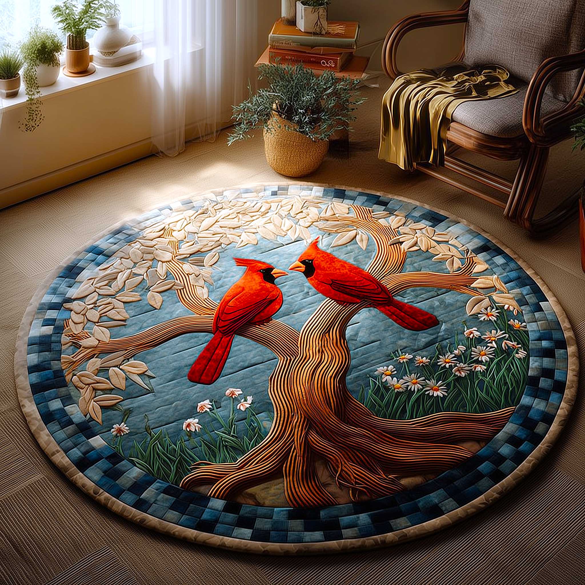Cardinal Love Round Mat Rug