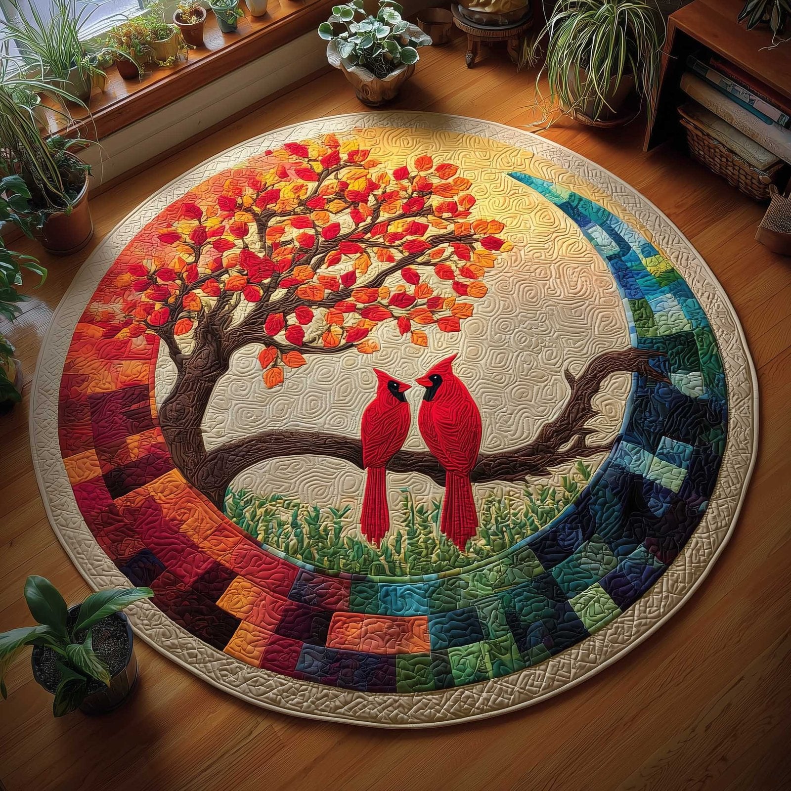 Cardinal Love Round Mat Rug - Nature Design | Serene Home Decor