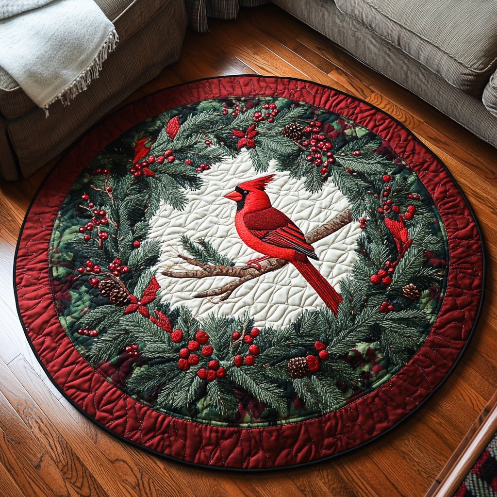 Cardinal Nest Round Mat Rug - washable non-slip printed rug