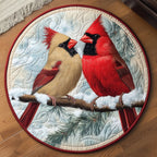 Cardinal Pair Round Mat Rug - washable non-slip printed rug