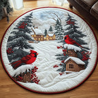 Cardinal Snow Round Mat Rug - washable non-slip printed rug
