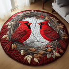 Cardinal Snow Round Mat Rug - Nature Design | Serene Home Decor