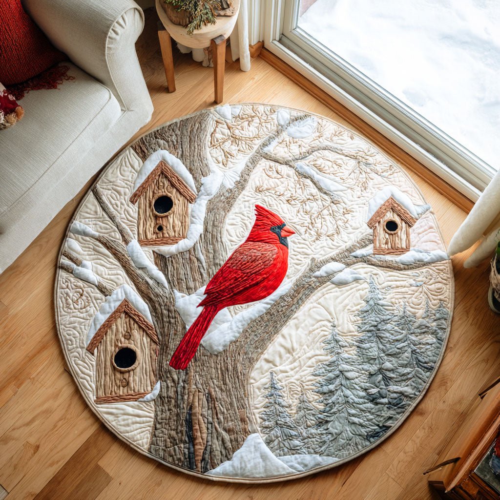 Cardinal Treehouse Round Mat Rug - washable non-slip printed rug