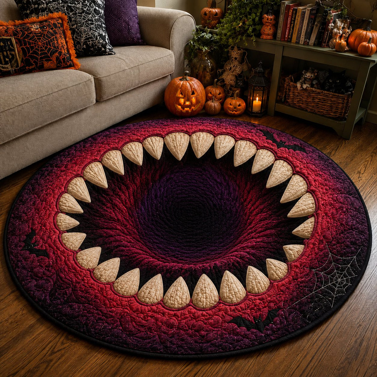 Carnival Nightmare Round Mat Rug - washable non-slip printed rug