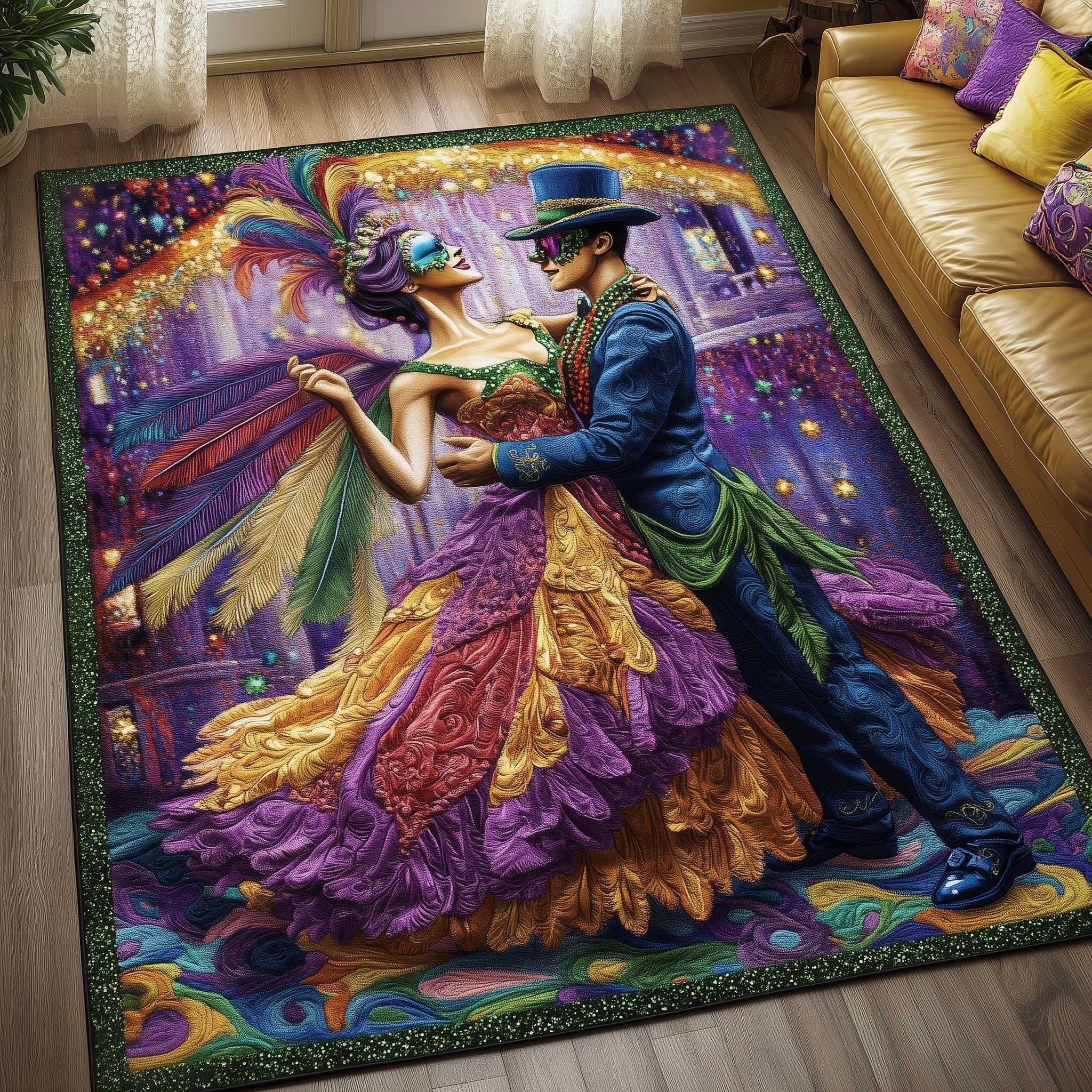 Carnival Spirit area rug in a living room