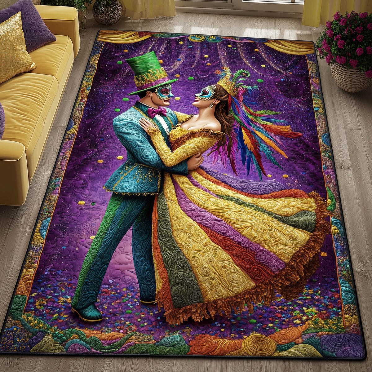 Carnival Spirit area rug in a living room