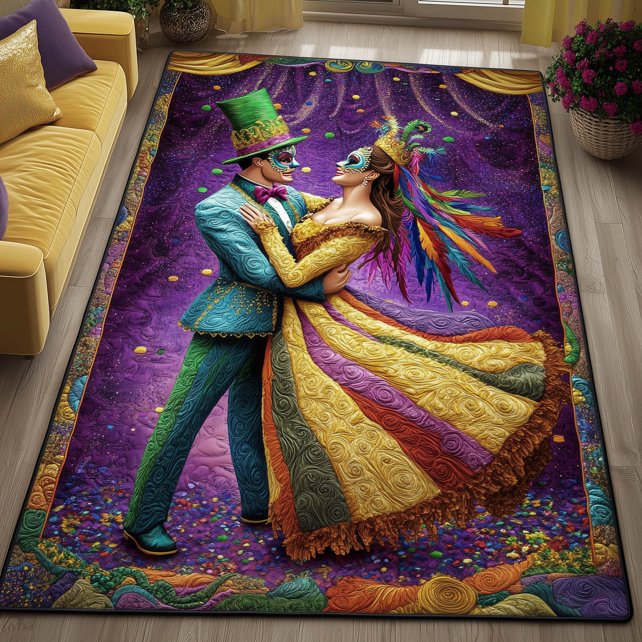 Carnival Spirit area rug in a living room