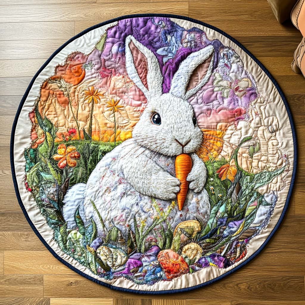 Carrot Chase Round Mat Rug - washable non-slip printed rug