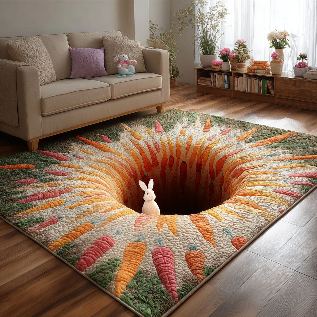 Carrot Garden Wonderland area rug in a living room