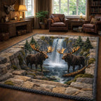 Cascade Creek Moose area rug in a living room