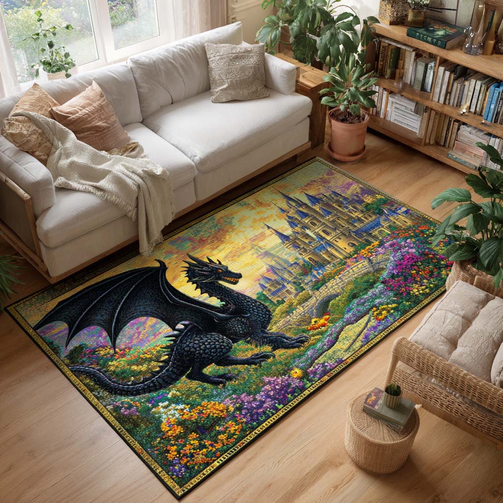 Castle Guard area rug in a living room