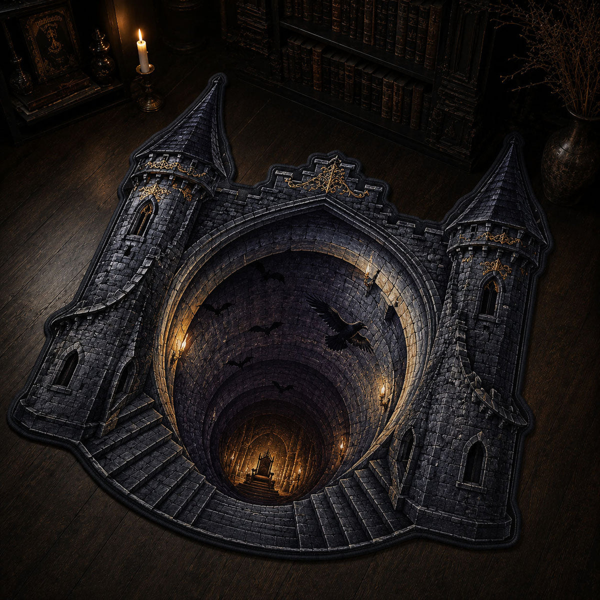 Castle Portal Custom Shape Area Rug - Nature Design | Die-Cut Non-Slip Rug - washable non-slip printed rug
