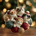 Kittens On Yarn Balls Christmas Ornament