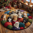 Cat Bliss Round Mat Rug - washable non-slip printed rug
