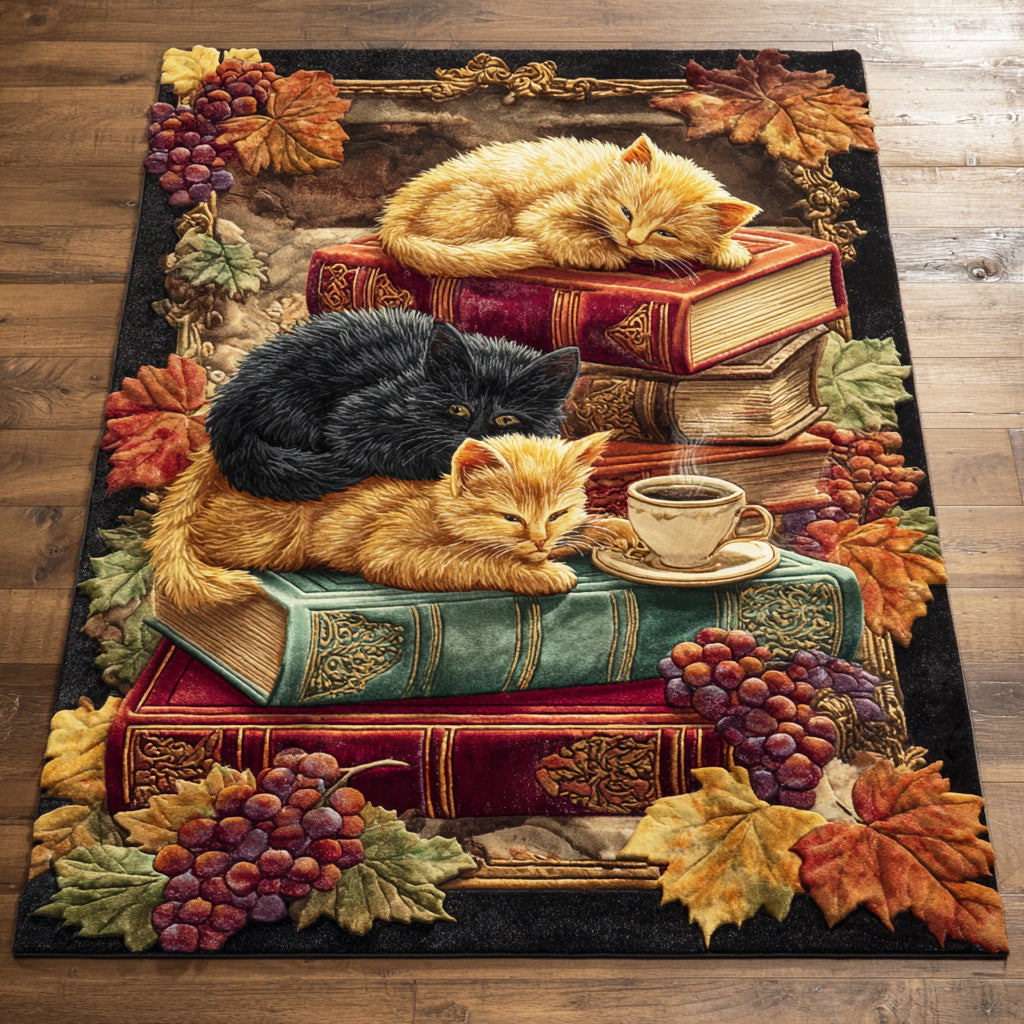 Cat Chronicles area rug in a living room
