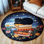 Cat Cozy Hideaway Round Mat Rug - washable non-slip printed rug