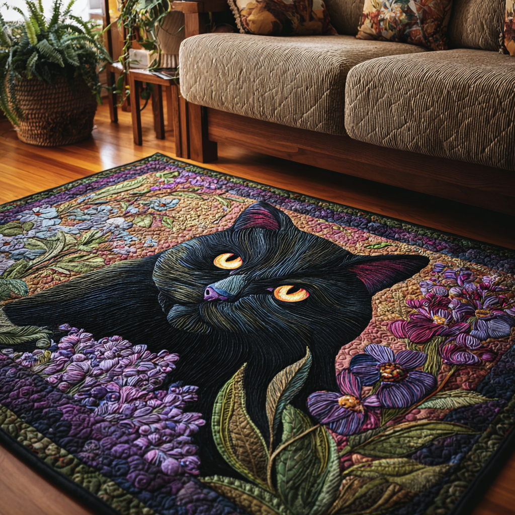 Cat Gaze area rug in a living room