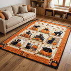 Cat Pumpkin area rug in a living room