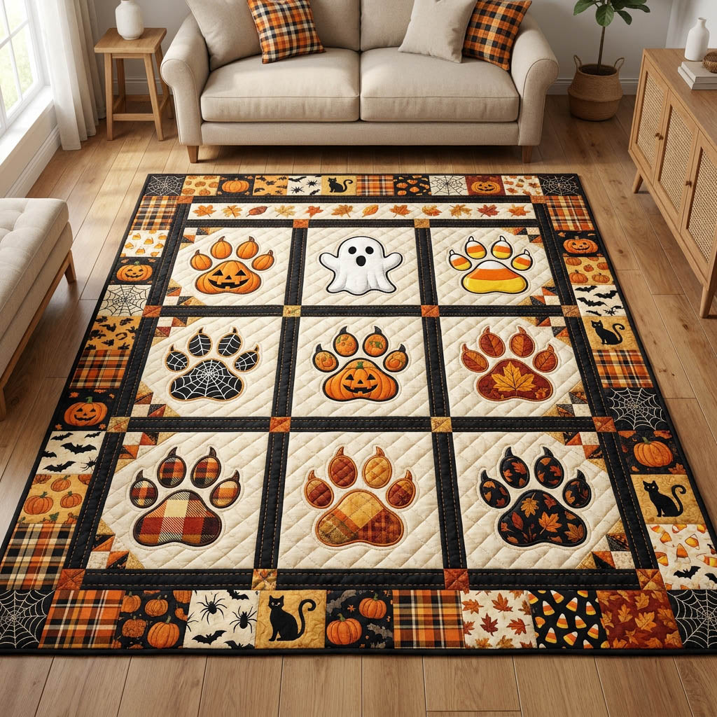 Cat Pumpkin area rug in a living room