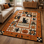 Cat Pumpkin area rug in a living room