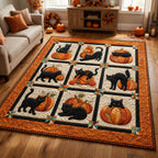 Cat Pumpkin area rug in a living room