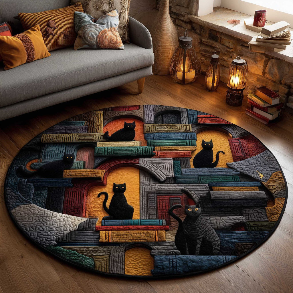 Cat Purrs Round Mat Rug - Cute Pet Design | Animal Printed Home Decor