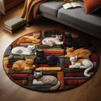 Cat Purrs Round Mat Rug - Cute Pet Design | Animal Printed Home Decor