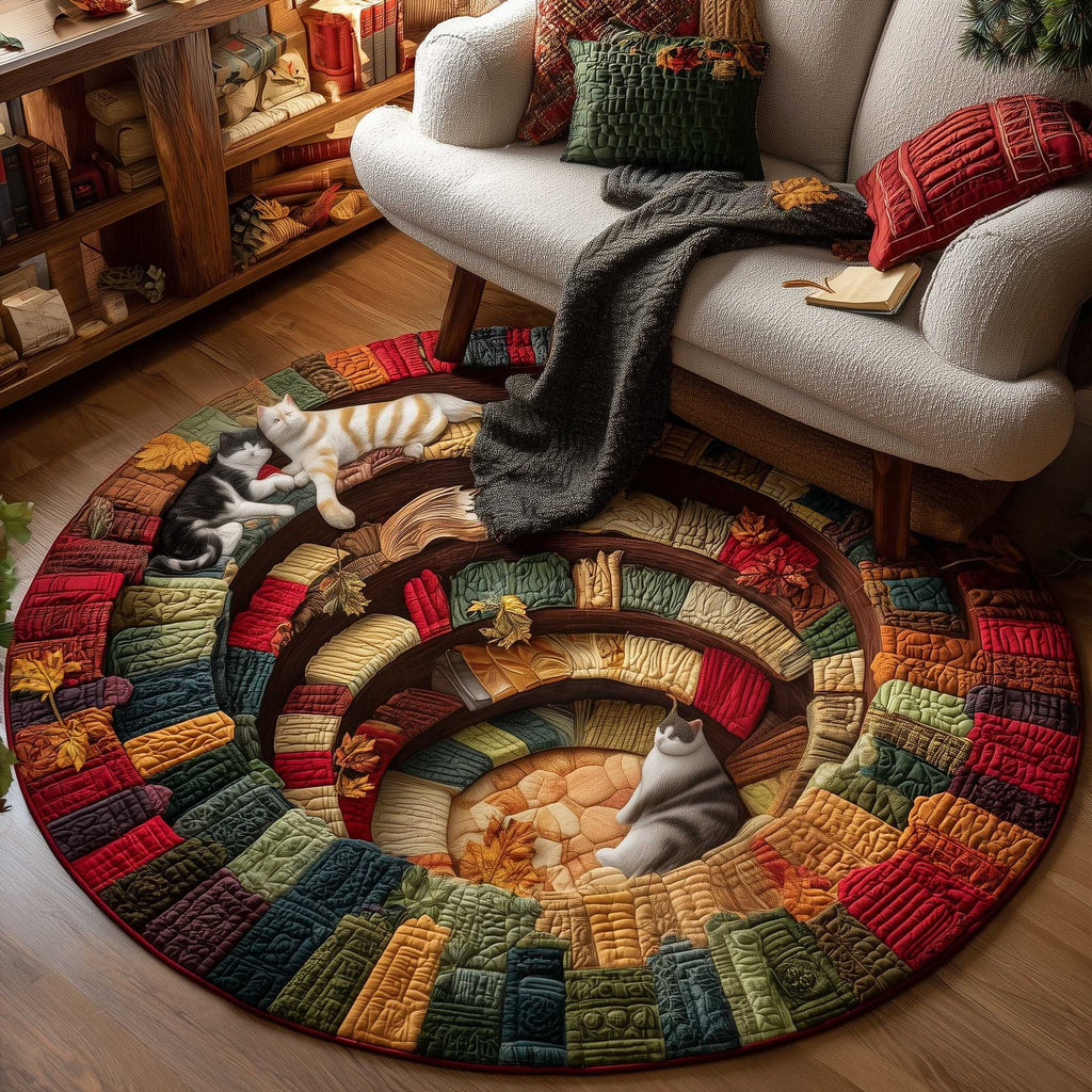 Cat Purrs Round Mat Rug - Cute Pet Design | Animal Printed Home Decor