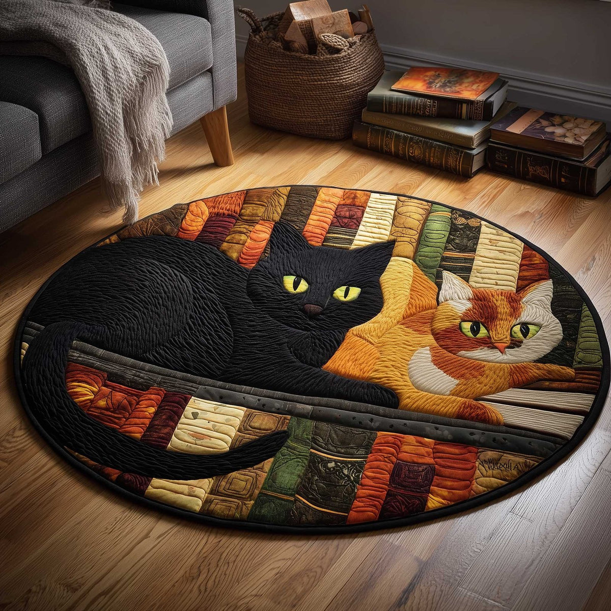 Cat Purrs Round Mat Rug - Cute Pet Design | Animal Printed Home Decor