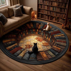 Cat Purrs Round Mat Rug - Cute Pet Design | Animal Printed Home Decor