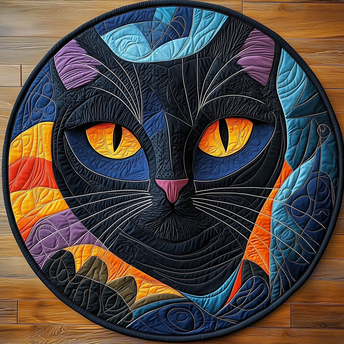 Cat Round Mat Rug - washable non-slip printed rug