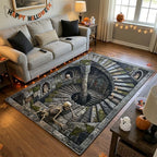 Catacomb Stairway area rug in a living room