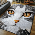 Catitude area rug in a living room
