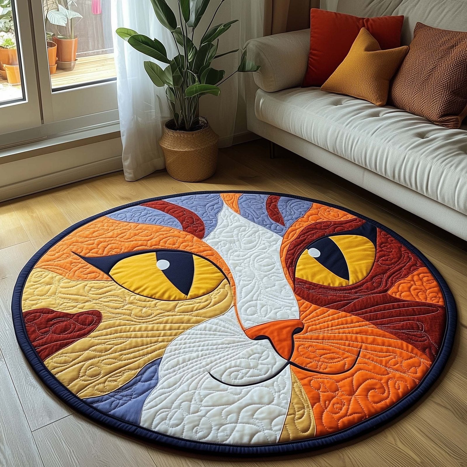 Catitude Round Mat Rug - Cute Pet Design | Animal Printed Home Decor