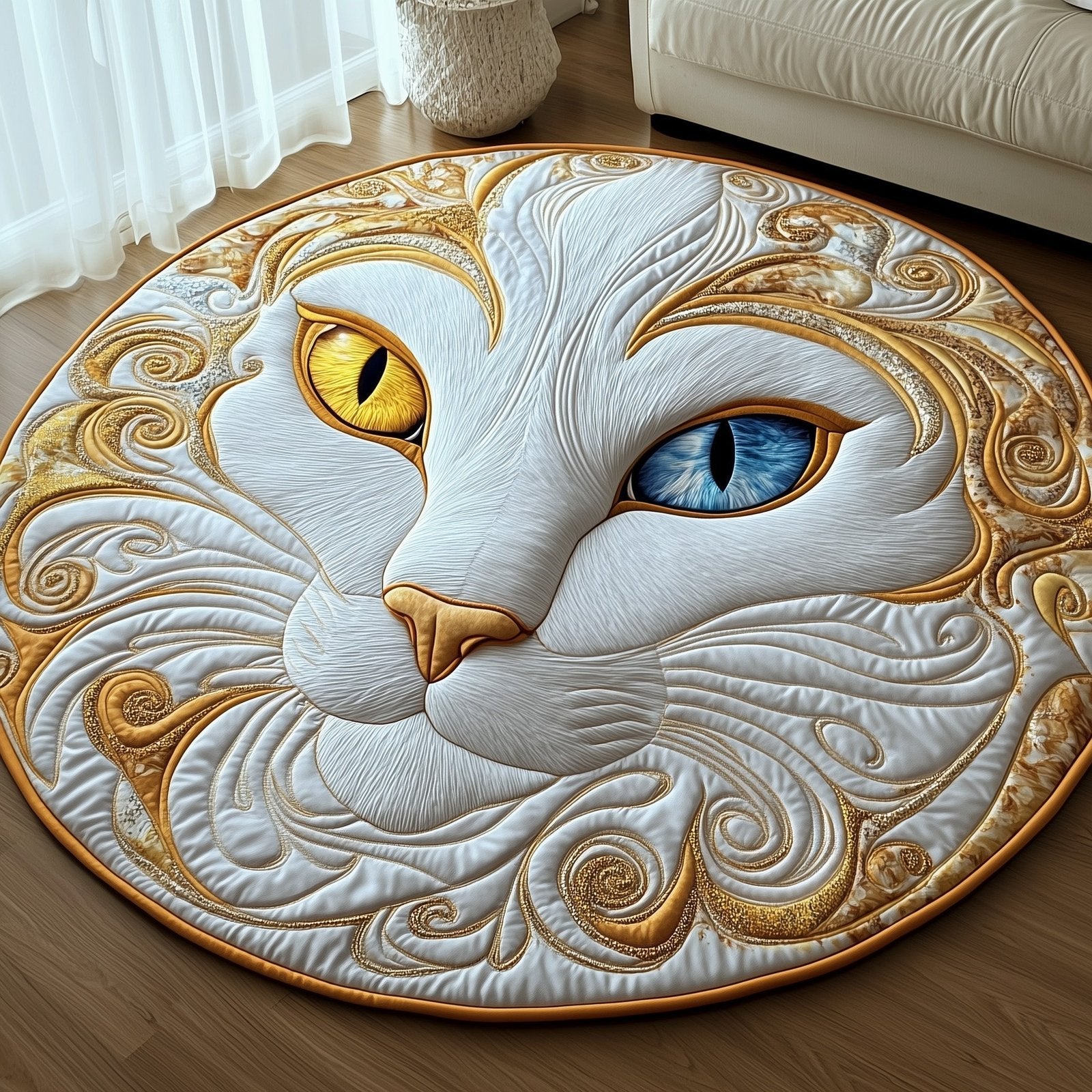 Catitude Round Mat Rug - Cute Pet Design | Animal Printed Home Decor