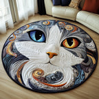Catitude Round Mat Rug - Cute Pet Design | Animal Printed Home Decor