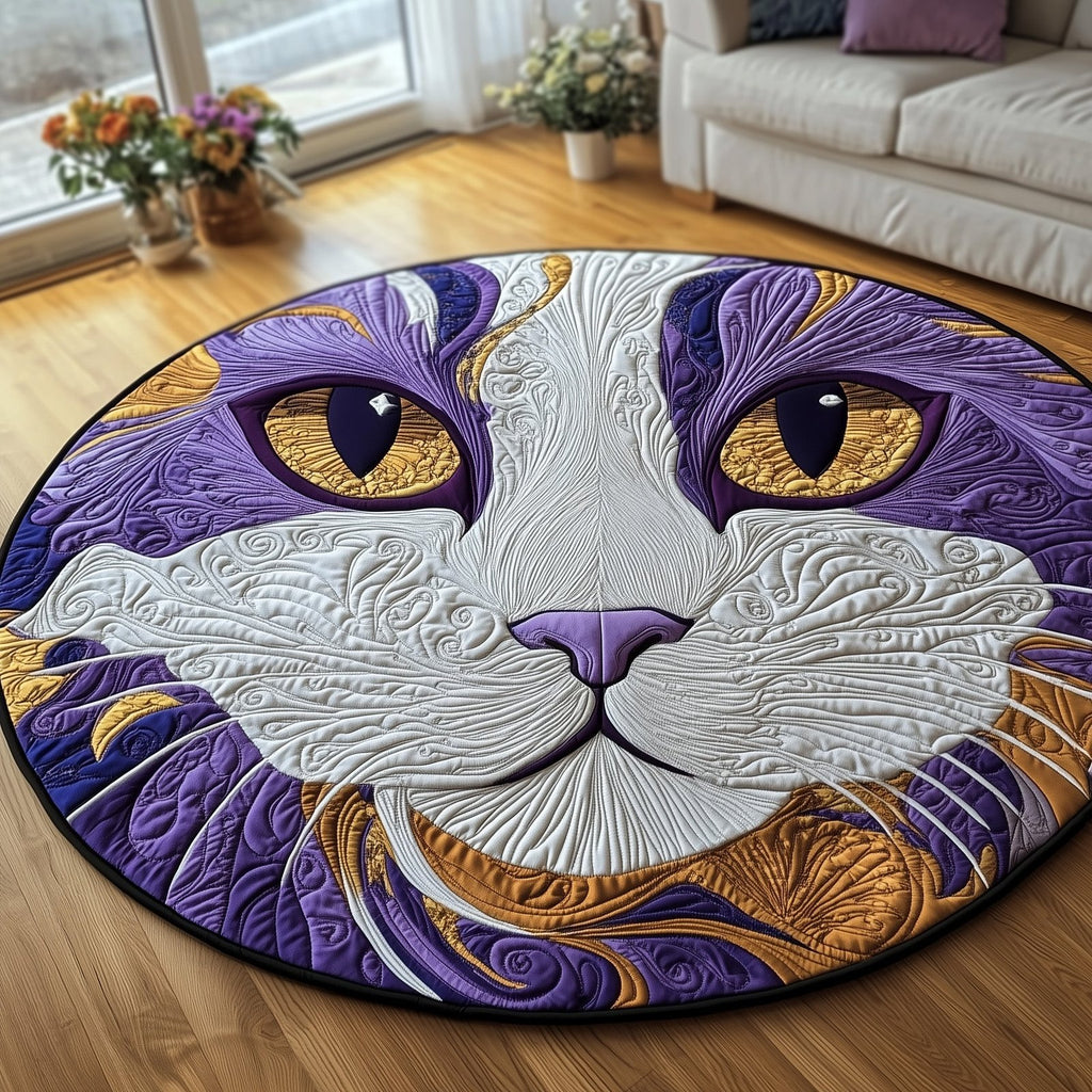 Catitude Round Mat Rug - Cute Pet Design | Animal Printed Home Decor