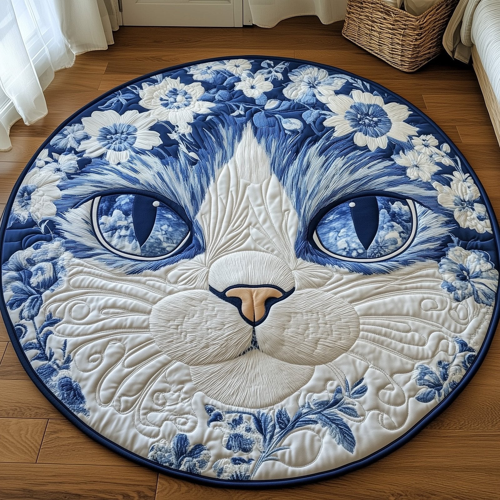 Catitude Round Mat Rug - washable non-slip printed rug